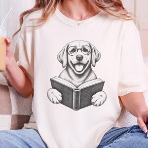 Reading Dog Shirt, Bookish Dog Tee, Lab Lover Gift, Dog Owner Gift, Library Shirt, Book Lover Shirt, Dog Mom Gift image 6
