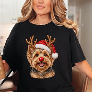 Christmas Yorkie Shirt, Holiday Dog Mom Gift, Festive Yorkie Lover Tee, Santa Paws Sweatshirt, Christmas Pet Owner Shirt image 6