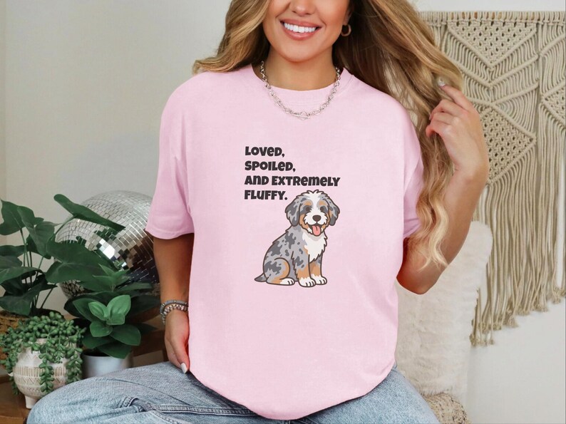 Comfort Colors Aussiedoodle Mom Shirt, Loved, Spoiled, and Extremely Fluffy Tee, Australian Shepherd Poodle Mix Tee, Doodle Dad Shirt image 8