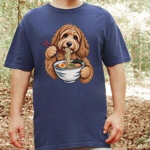 Labradoodle Shirt, Ramen Lover Gift, Labradoodle Mom Gift, Japanese Food Tee, Noodle Lover Shirt, Ramen Cat Art image 1