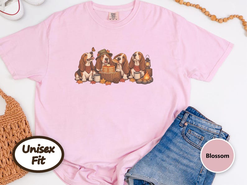 Basset Hound Shirt, Fall Camping Gift, Autumn Hound Dog Tee, Basset Hound Mom Sweatshirt, Camping Dog Lover Gift Bild 7