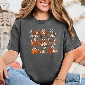 Autumn Husky Shirt, Siberian Husky Dog Gift, Fall Dog Mom Sweatshirt, Cozy Autumn Apparel, Cute Puppy Tee image 6