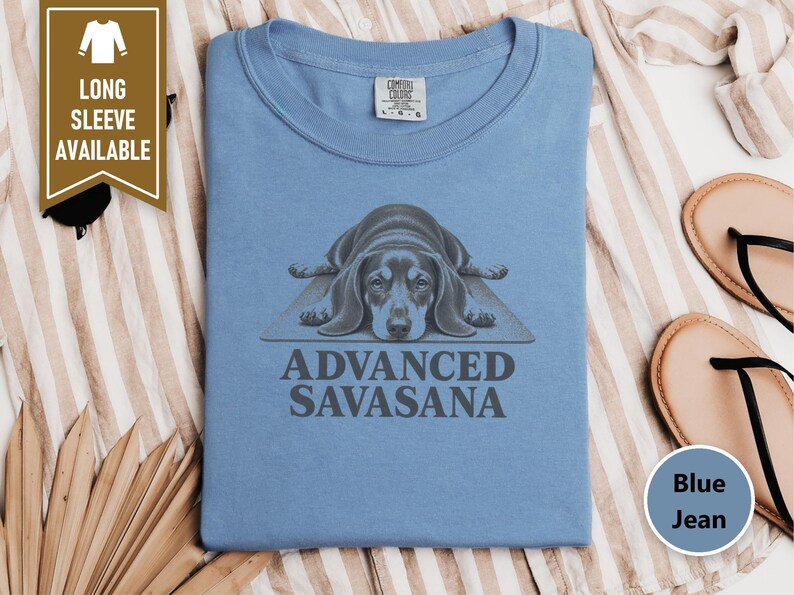 Yoga Shirt Women, Wiener Dog Gift, Dachshund T Shirt, Advanced Savasana Tee, Funny Yoga Gift, Doxie Mom Shirt, Meditation Lover Present image 6