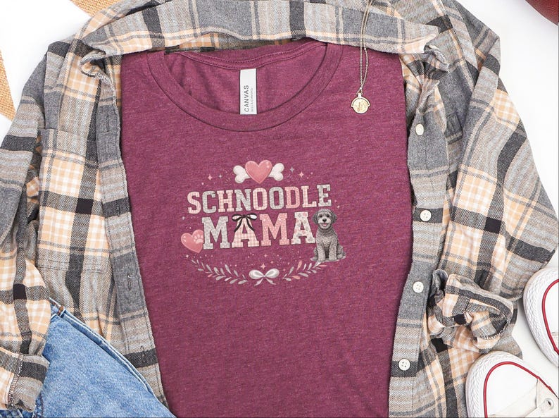 Schnoodle Mama Shirt, Schnoodle Lover Tee, Dog Mom Apparel, Cross-Breed Doodle Owner Gift, Pet Parent Wear, Trendy Comfy Everyday Top image 3