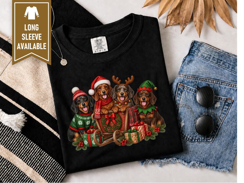 Christmas Dachshund Shirt, Wiener Dog Christmas Gift, Dachshund Dad Shirt, Sausage Dog Christmas Tee, Doxie Mom Sweatshirt image 5