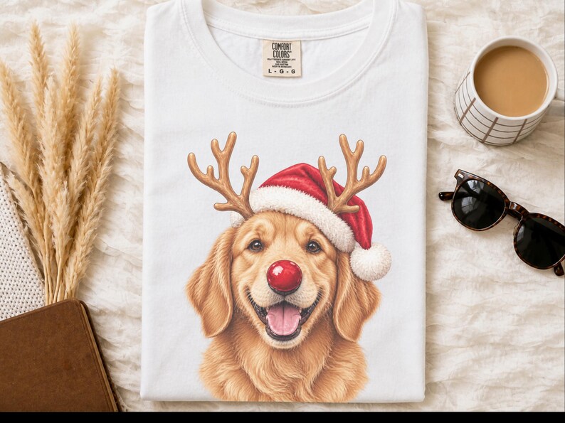 Weihnachtsshirt mit Golden Retriever-Motiv, festliches Hunde-Sweatshirt, Geschenk für Golden-Retriever-Mamas, Pullover mit Welpen-Ausschnitt, Weihnachtsshirt für Hundeliebhaber Bild 9