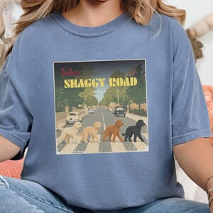 Comfort Colors Beatles Inspired Goldendoodle Shirt, The Doodles Shaggy Road Parody Tee, Retro Classic Rock Band Dog Mom Clothing image 3