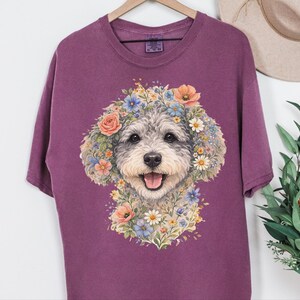 Comfort Colors Schnoodle Lover Schnoodle Floral Face Tee, Dog Mom Life Shirt, Doodle Puppy Tee, Cross-Breed Dog, Cottagecore Owner image 8