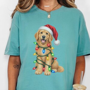 Camiseta navideña de Golden Retriever, regalo navideño para amantes de los perros, sudadera festiva para cachorros, regalo navideño para perros, camiseta de Retriever imagen 1