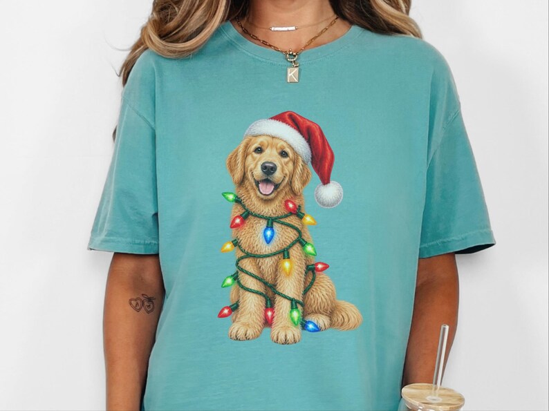 Camiseta navideña de Golden Retriever, regalo navideño para amantes de los perros, sudadera festiva para cachorros, regalo navideño para perros, camiseta de Retriever imagen 1
