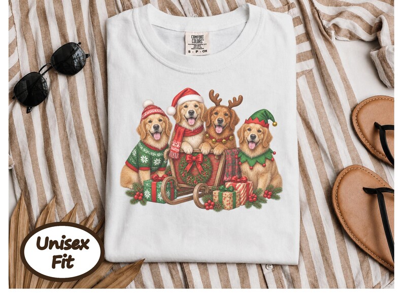 Christmas Golden Retriever Shirt, Dog Christmas Gift, Holiday Pet Tee, Golden Retriever Lover Gift image 8