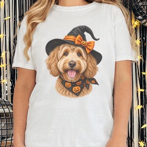 Halloween Dog Shirt, Goldendoodle Gift, Doodle Mom Gift, Witch Dog Shirt, Spooky Dog Lover, Fall Pet Sweatshirt image 4