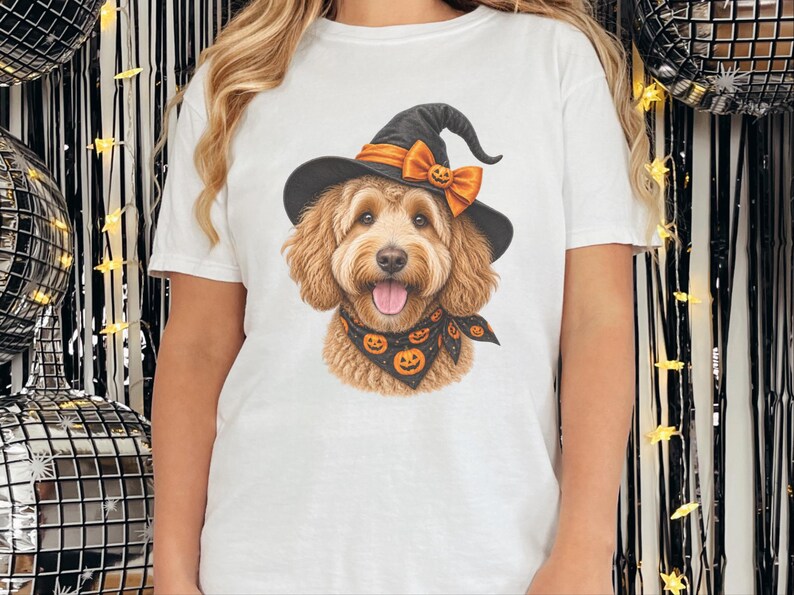 Halloween Dog Shirt, Goldendoodle Gift, Doodle Mom Gift, Witch Dog Shirt, Spooky Dog Lover, Fall Pet Sweatshirt image 4