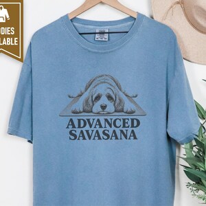 Cavapoo Shirt, Funny Dog Yoga Gift, Advanced Savasana Tee, Yogi Puppy Lover Present, Dog Mom Fitness Clothing image 10
