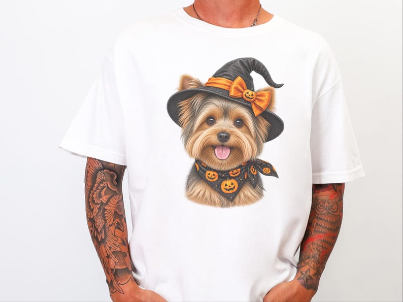 Yorkie Halloween Shirt, Yorkie Mom Gift, Witch Dog Shirt, Halloween Dog Shirt, Yorkie Lover Gift, Fall Dog Sweatshirt image 8