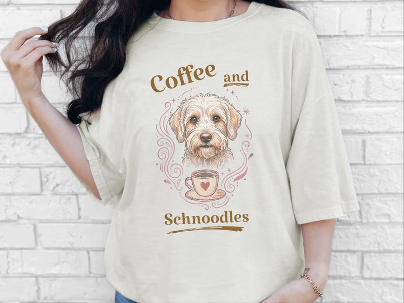 Comfort Colors Schnoodle Lover Shirt, Coffee And Schnoodles Tee, Funny Dog Parent Hoodie, Cross-Breed Doodle Sweatshirt Gift image 9