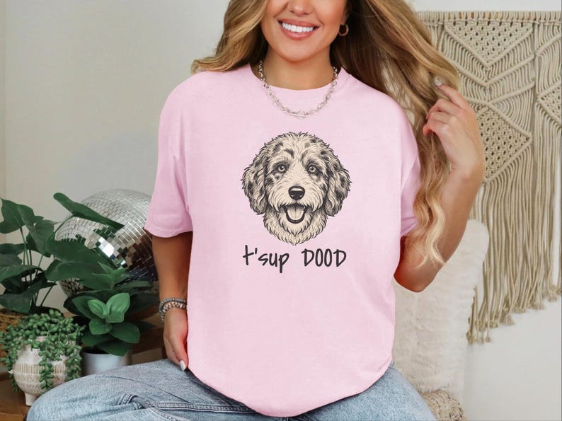 Comfort Colors Aussiedoodle Graphic T-Shirt, T'sup Dood Funny Australian Crewneck, Goldendoodle Bernedoodle Labradoodle Sheepadoodle Owner image 5
