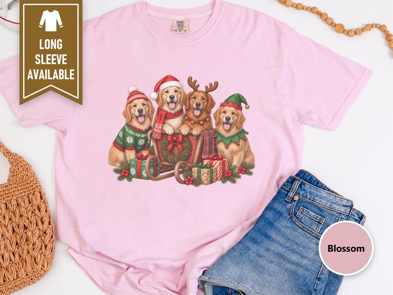 Christmas Golden Retriever Shirt, Dog Christmas Gift, Holiday Pet Tee, Golden Retriever Lover Gift image 7