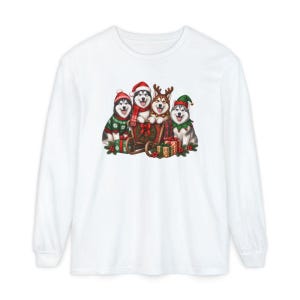 Siberian Husky Christmas Shirt, Husky Lover Gift, Festive Holiday Dog Sweatshirt, Santa Paws Xmas Tee image 14