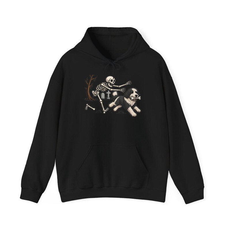 Sheepadoodle Skeleton Shirt, Spooky Dog Gift, Skeleton Dog Tee, Sheepadoodle Halloween Shirt, Funny Skeleton Dog Scene image 11