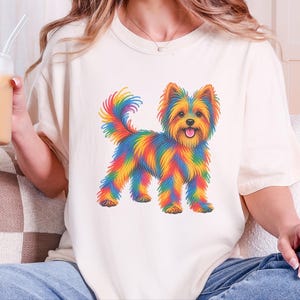 Yorkie Mom Shirt, Yorkie Lover Gift, Colorful Dog Tee, Yorkshire Dog Art, Puppy Graphic Tee, Dog Mom Sweatshirt image 10