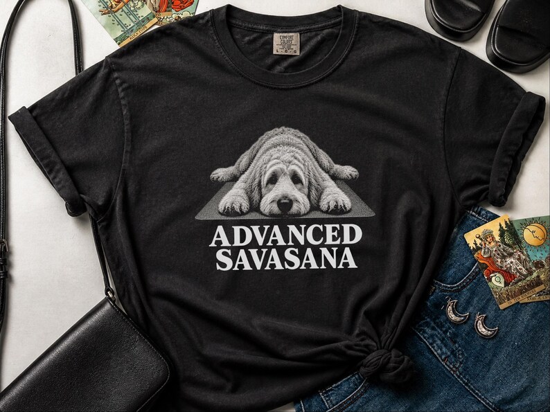 Goldendoodle Shirt, Yoga Lover Gift, Advanced Savasana Tee, Dog Mom Gift, Funny Workout Shirt, Meditation Humor bild 1