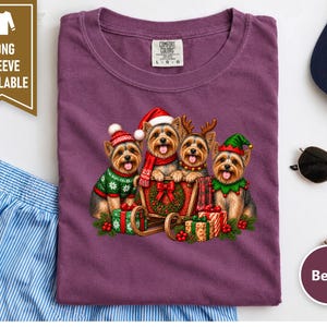 Yorkie Christmas Shirt, Yorkie Mom Gift, Holiday Dog Shirt, Festive Puppy Top, Dog Lover Gift image 8