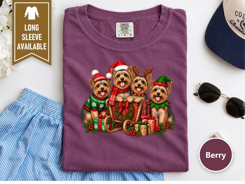 Yorkie Christmas Shirt, Yorkie Mom Gift, Holiday Dog Shirt, Festive Puppy Top, Dog Lover Gift image 8
