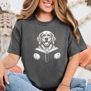 Golden Retriever Reading Shirt, Bookish Dog Lover Gift, Librarian Shirt, Teacher Bookworm Tee image 10
