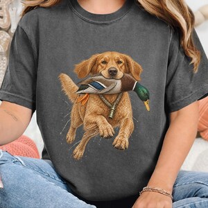 Golden Retriever Hunting Shirt, Duck Hunter Gift, Waterfowl Hunting Tee, Bird Dog Art Shirt, Duck Season Shirt, Outdoor Sportsman Gift image 4