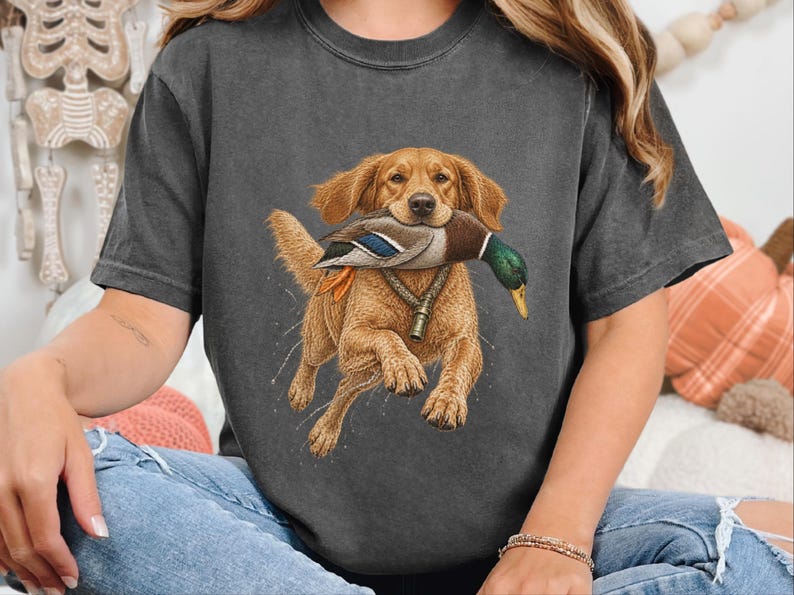 Golden Retriever Hunting Shirt, Duck Hunter Gift, Waterfowl Hunting Tee, Bird Dog Art Shirt, Duck Season Shirt, Outdoor Sportsman Gift image 4