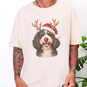 Bernedoodle Christmas Shirt, Christmas Bernedoodle Gift, Bernedoodle Mom Sweatshirt, Festive Dog Crewneck, Santa Paws Holiday Tee image 6