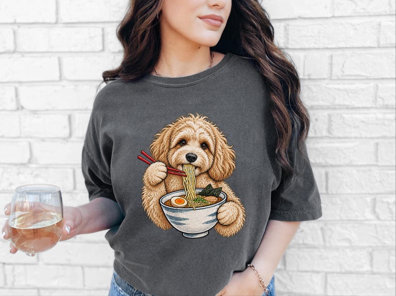 Maltipoo Ramen Shirt, Ramen Lover Gift, Foodie Dog T Shirt, Noodle Lover Tee, Japanese Food Shirt image 1