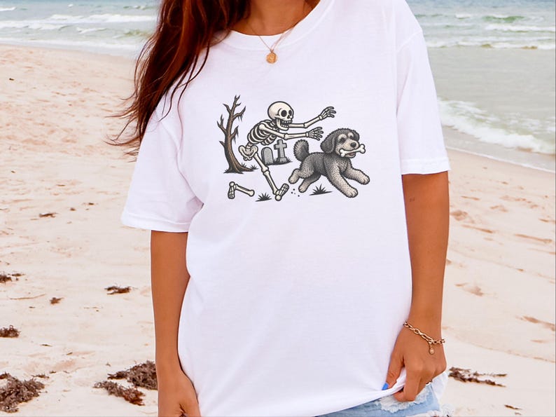 T-shirt squelette Schnoodle, T-shirt chien Halloween, T-shirt chien squelette humoristique, Cadeau pour maman Schnoodle, T-shirt pour amoureux des chiens pour la saison d'Halloween image 7