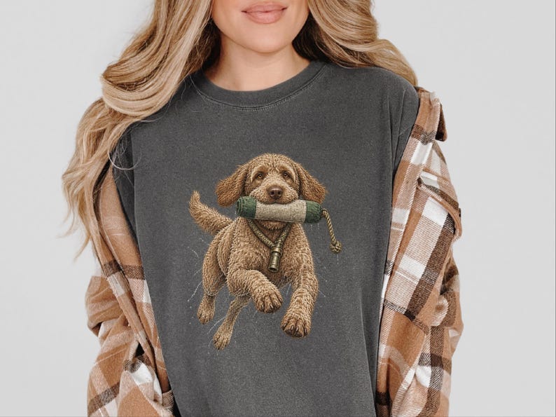 Labradoodle Shirt, Labradoodle Gift, Waterfowl Hunter, Hunting Dog Art, Outdoor Enthusiast, Duck Hunting Tee, Doodle Dog Dad Gift image 10