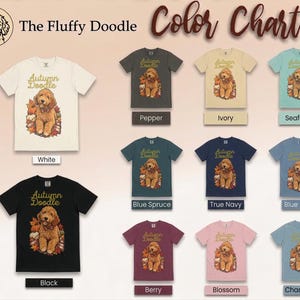 Koszulka dla psa w jesiennych kolorach Comfort Colors, koszulka dla mamy Goldendoodle, koszulka z jesiennym motywem Doodle, strój na Święto Dziękczynienia dla miłośnika psów Labradoodle, prezent dla miłośnika Doodle zdjęcie 11