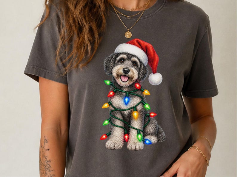 Schnoodle Christmas Shirt, Dog Lover Gift, Schnoodle Mom Sweatshirt, Christmas Dog Shirt, Holiday Puppy Tee image 2