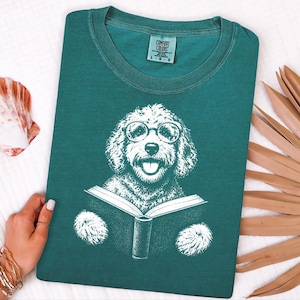 Goldendoodle Shirt, Book Lover Gift, Dog Reading Shirt, Doodle Mom Gift, Bookish Dog Tee, Vintage Doodle Shirt, Reader Gift image 8