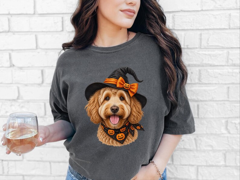 Halloween Dog Shirt, Goldendoodle Gift, Doodle Mom Gift, Witch Dog Shirt, Spooky Dog Lover, Fall Pet Sweatshirt image 9