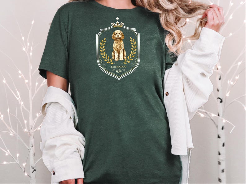 Cockapoo Print, Royal Dog Portrait Art, Vintage Coat of Arms, Cockapoo Royal Crest Shirt, Doodle Dog Apparel, Cockerpoo, Cockapoo Print Tee image 5