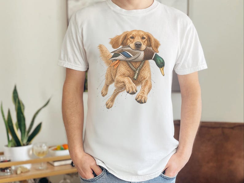 Golden Retriever Hunting Shirt, Duck Hunter Gift, Waterfowl Hunting Tee, Bird Dog Art Shirt, Duck Season Shirt, Outdoor Sportsman Gift image 6