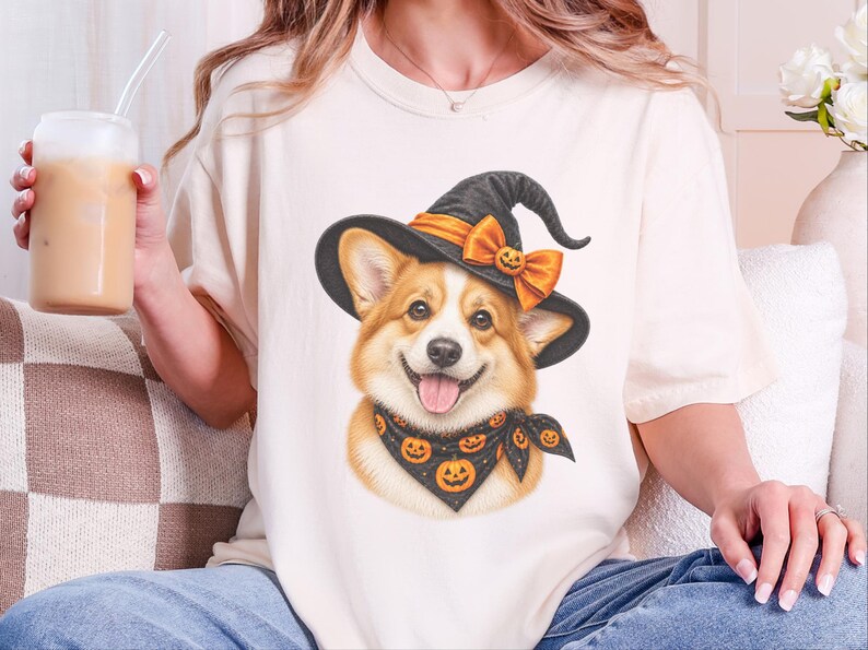 Corgi Halloween Tee, Dog Mom Fall Gift, Spooky Corgi Shirt, Halloween Dog Lover, Corgi Dad Present image 3