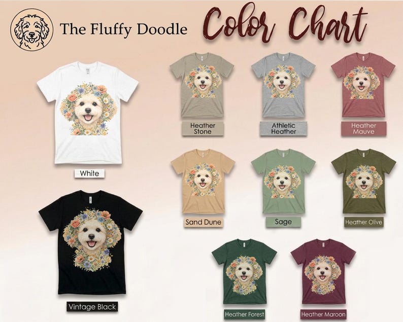 Maltipoo Print Shirt, Maltipoo Floral Face Tee, Spring Animal Art, Maltese Poodle Gifts, Dog Lover Tee, Maltese Poodle Fan, Mama Dog Owner image 9