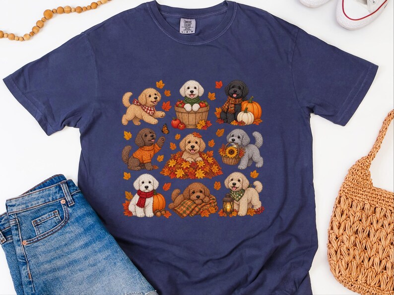 Maltipoo Fall Shirt, Fall Dog Lover Gift, Autumn Puppy Tee, Cozy Fall Dog Shirt, Maltipoo Mom Shirt image 4
