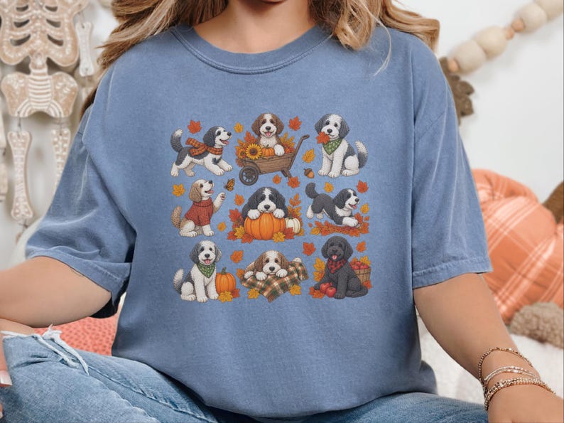 Sheepadoodle Fall Sweatshirt, Autumn Dog Shirt, Sheepadoodle Mom Gift, Doodle Dog Lover Shirt, Pumpkin Spice Tee image 6