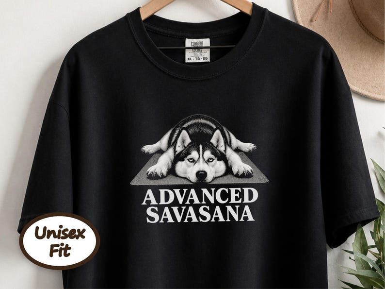 Husky Dog Shirt, Funny Yoga Gift, Advanced Savasana Tee, Husky Mom Gift, Yoga Instructor Shirt, Silyen Husky Lover Gift afbeelding 5