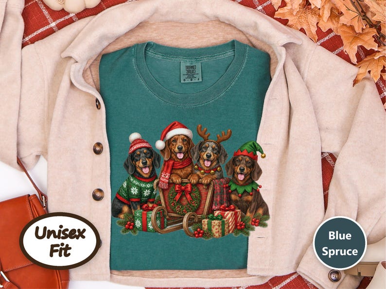 Christmas Dachshund Shirt, Wiener Dog Christmas Gift, Dachshund Dad Shirt, Sausage Dog Christmas Tee, Doxie Mom Sweatshirt image 10