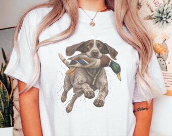 Gsp Shirt, Duck Hunting Tee, German Shorthaired Pointer Gift, Waterfowl Shirt, Hunting Dog Shirt, Retro Wildlife Shirt, Duck Hunter Gift