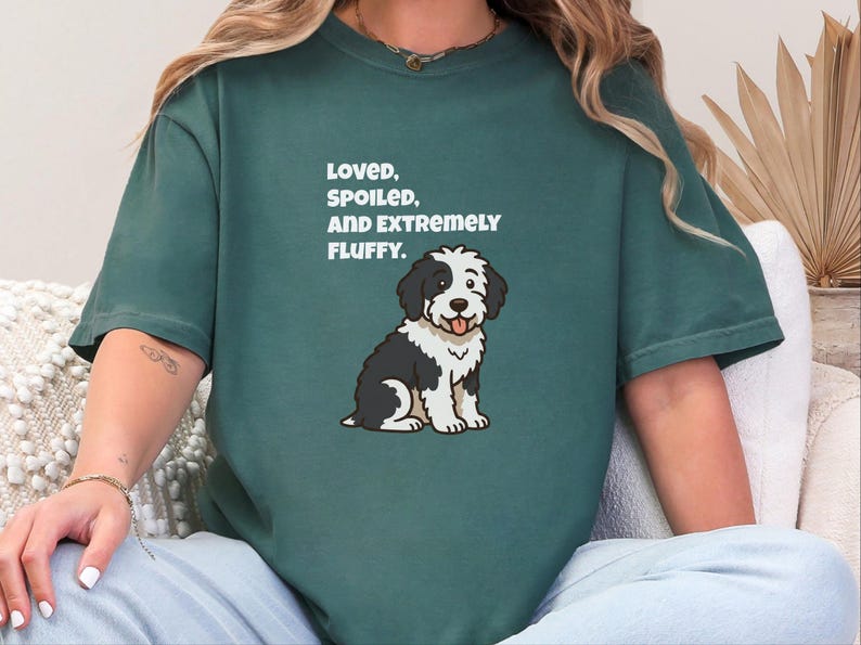 Comfort Colors Sheepadoodle Dog Tshirt | Loved, Spoiled, and Extremely Fluffy Sweatshirt | Sheepadoodle Enthusiast Crewneck, Pet Lover Gift image 8