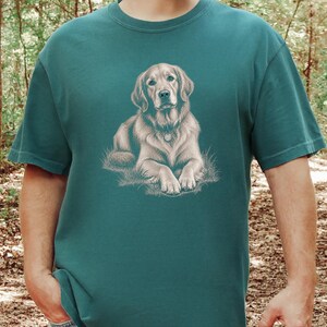 Golden Retriever Shirt, Golden Retriever Gift, Golden Retriever Dog Mom Tee, Vintage Sketch Print, Dog Lover Shirt image 10